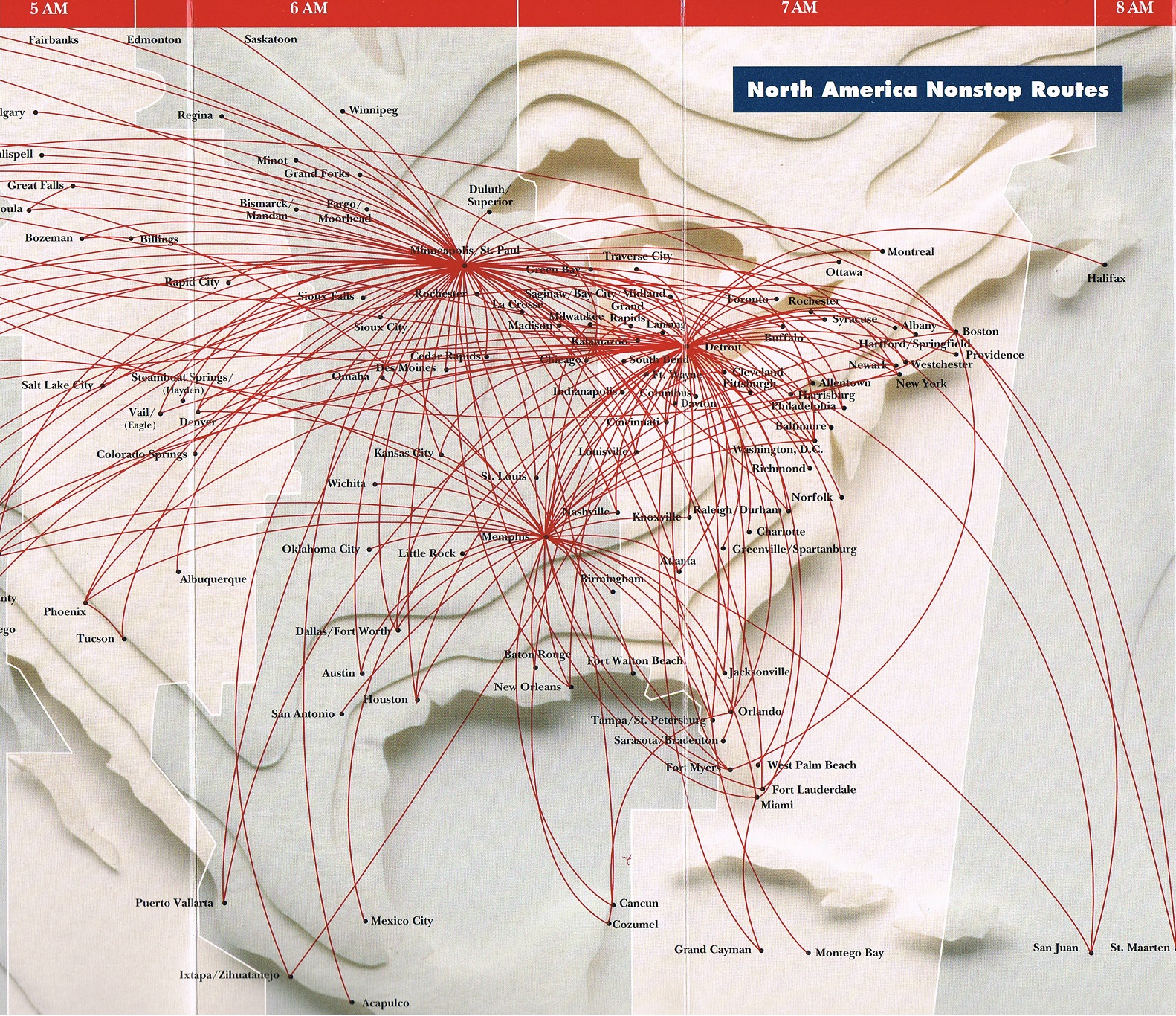 Northwest Airlines June 27 1995 North American Route Map Northwest Airlines June 27 1995 North American Route Map