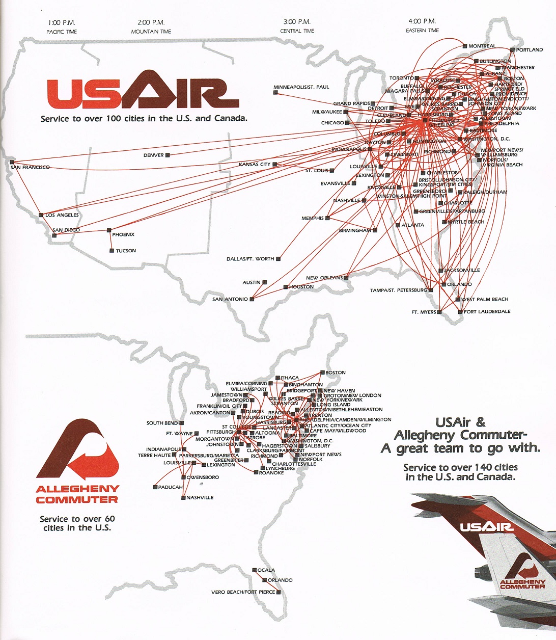USAir June 1, 1987 Route Map